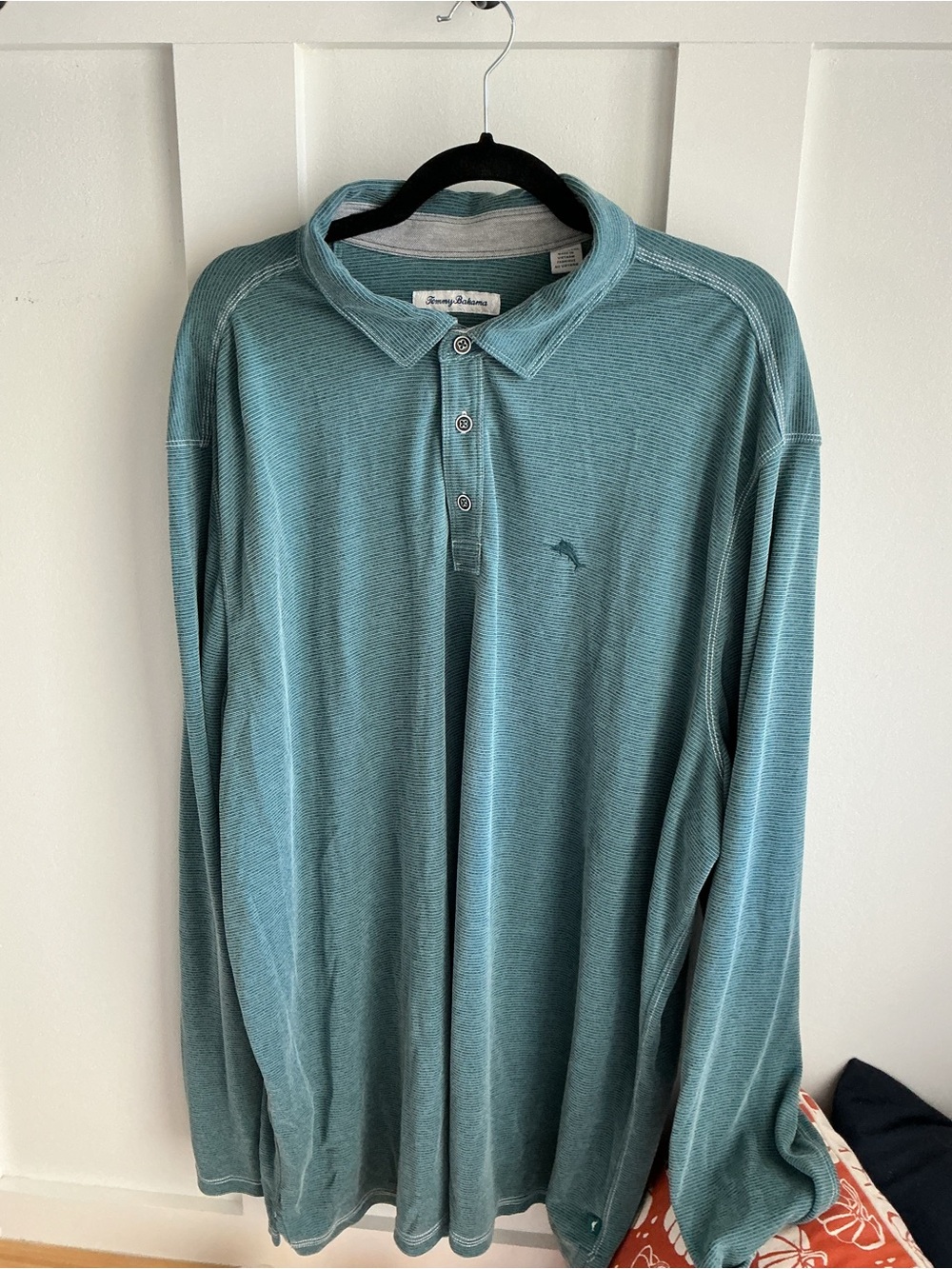 Tommy Bahama Long-Sleeve Polo in Teal Blue